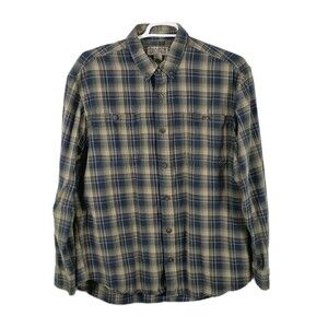 Duluth Men's XL Green/Blue Plaid Heavy Long Sleeve Button Up Shirt